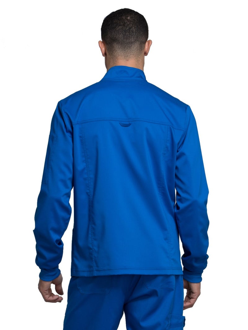 Cherokee Scrub Jacket Men's Zip Front Jacket with 5 Pockets, Bungee Loop, Rib-Knit Cuffs, Soft 2-Way Stretch Fabric - WW320, L, Royal - Image 2